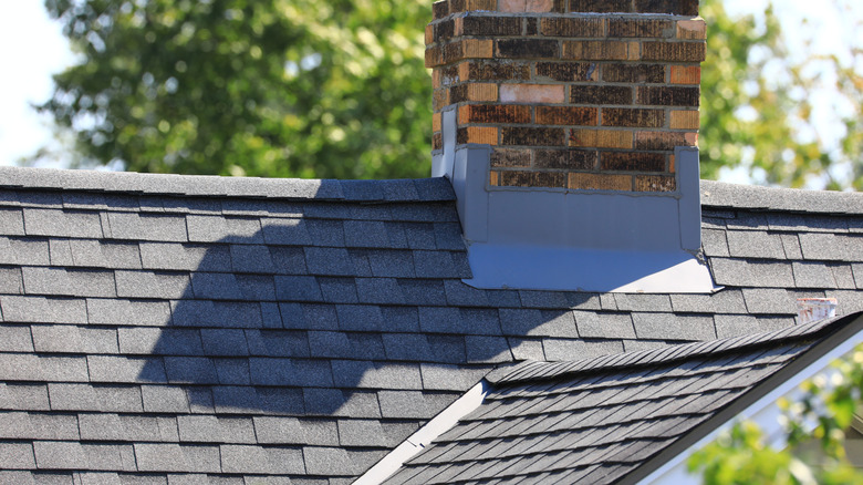 A close-up of a home's basic roofing
