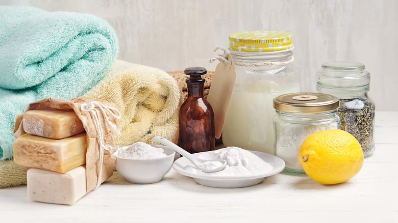 Natural cleaning products and towels