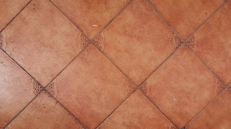 Mud floor with clay tiles