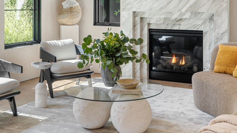 A high end contemporary living room.