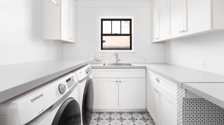 Gray laundry room countertop