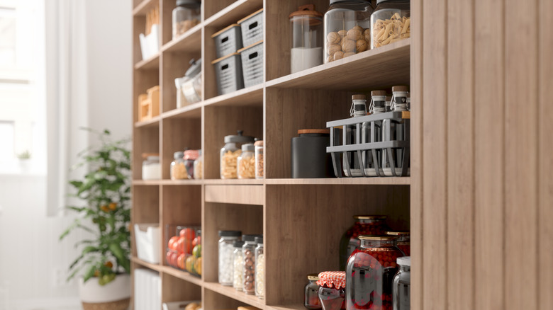 well-lit and organized pantry