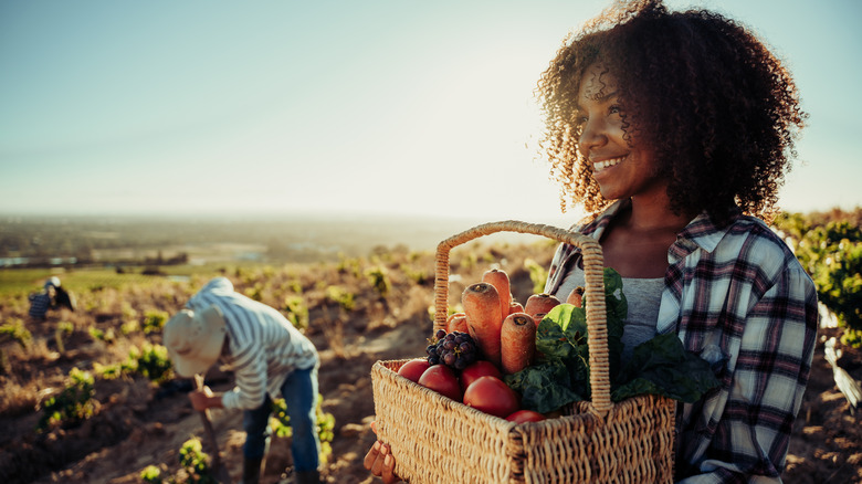 woman with vegetables