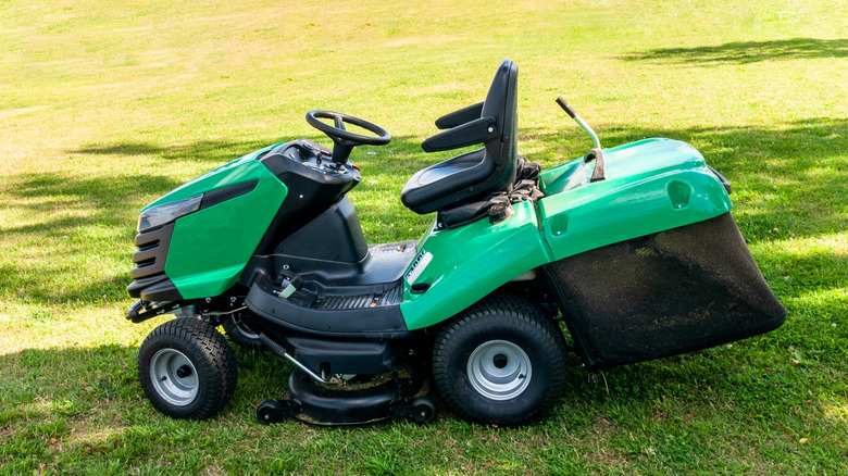 A modern electric riding lawn mower