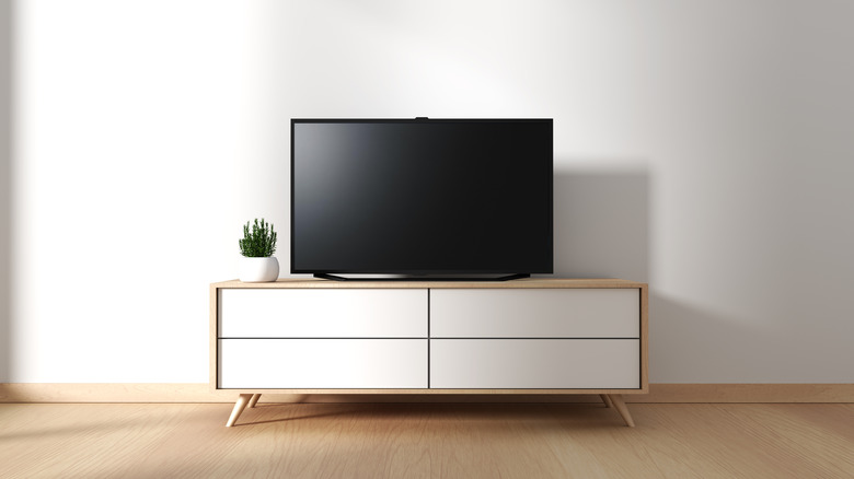Television on TV stand