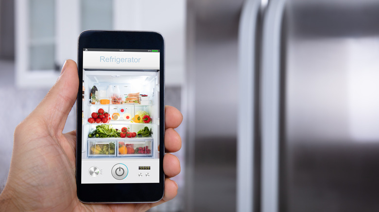 Cellphone connected to a refrigerator's WiFi