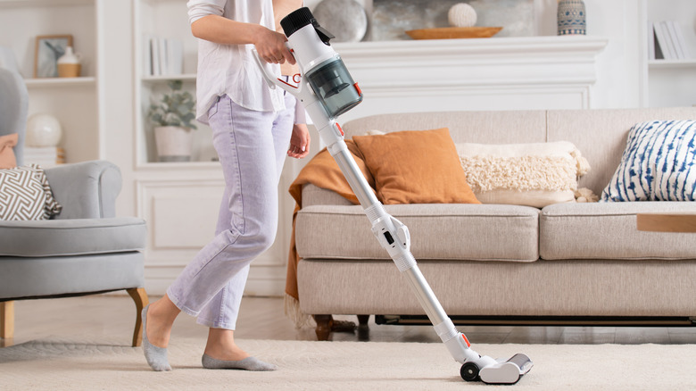 Woman vacuuming