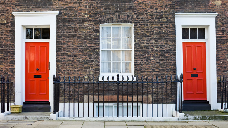 two red front doors