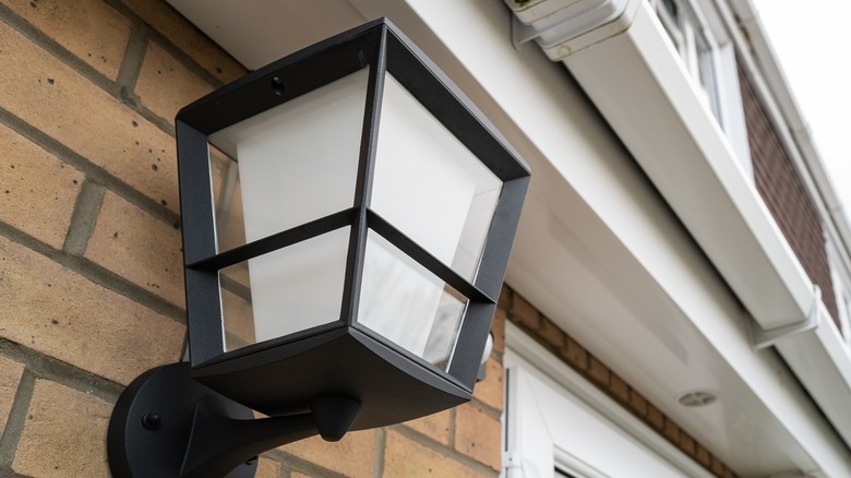 Modern black porch light