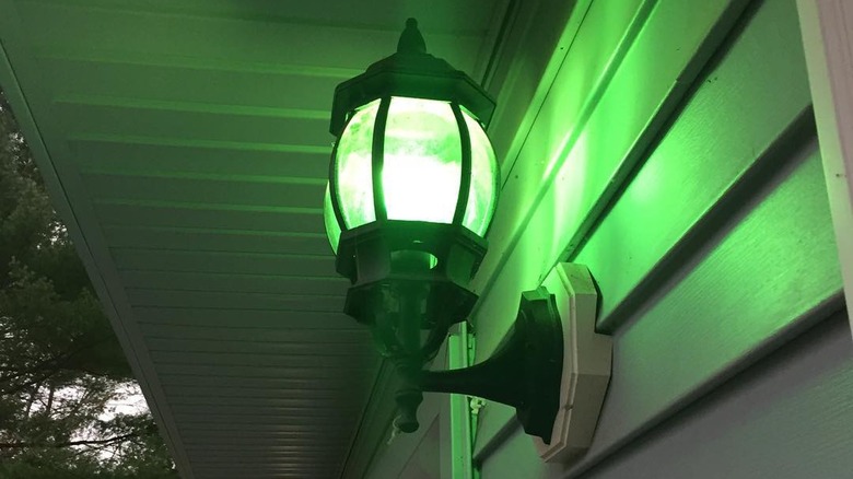 green light beside front door