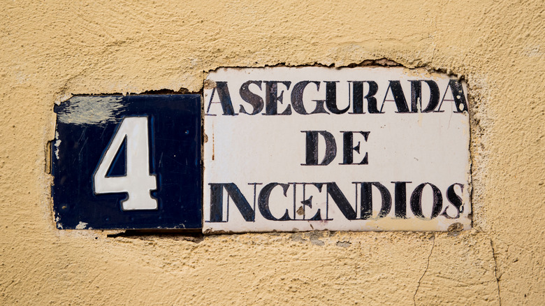 Spanish language fire mark