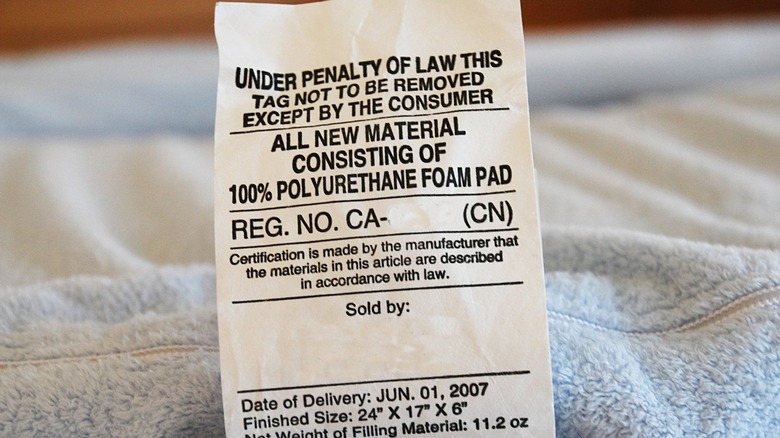 white mattress tag 