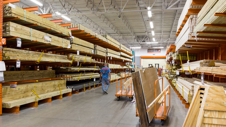 lumber aisle at home depot