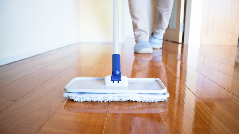 wood floors being waxed