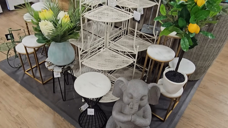 A display of plant stands at HomeGoods