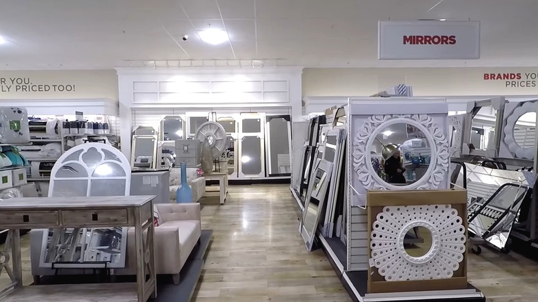 The mirror section at a HomeGoods store