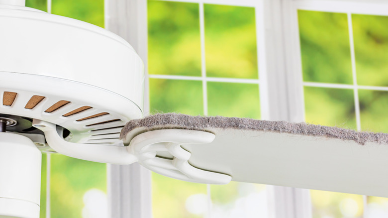 Dusty ceiling fan blade