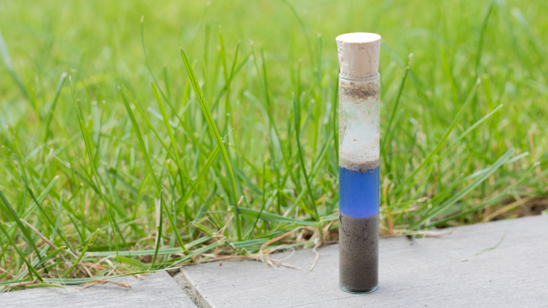 A soil test jar.