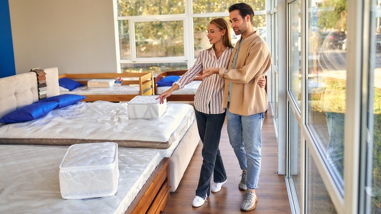 Couple mattress shopping