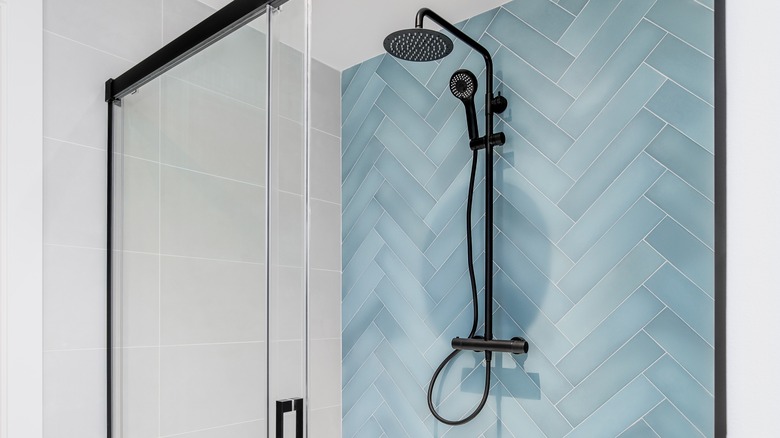 stylish exposed pipe shower 