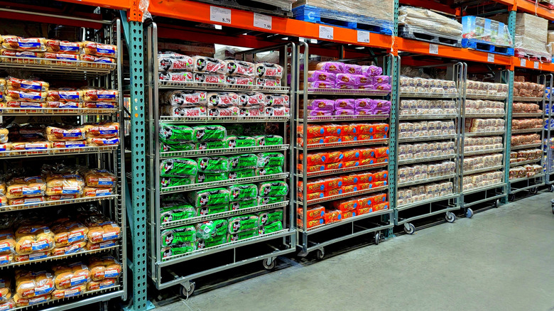 Rows of products on the retail floor at Costco