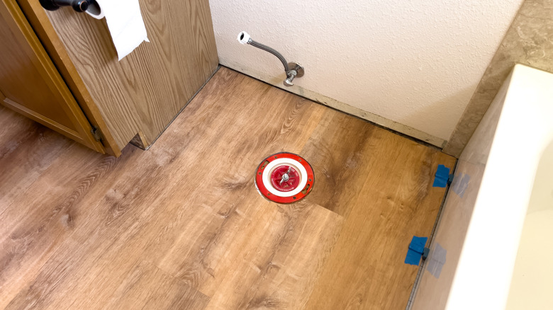 Close up of toilet flange