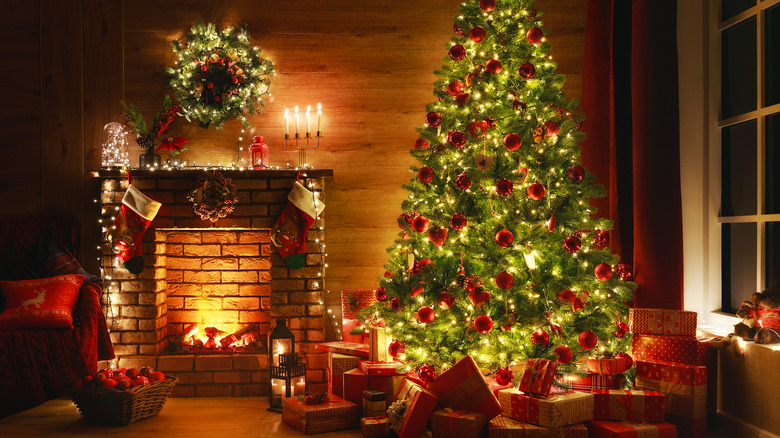 Living room with Christmas tree