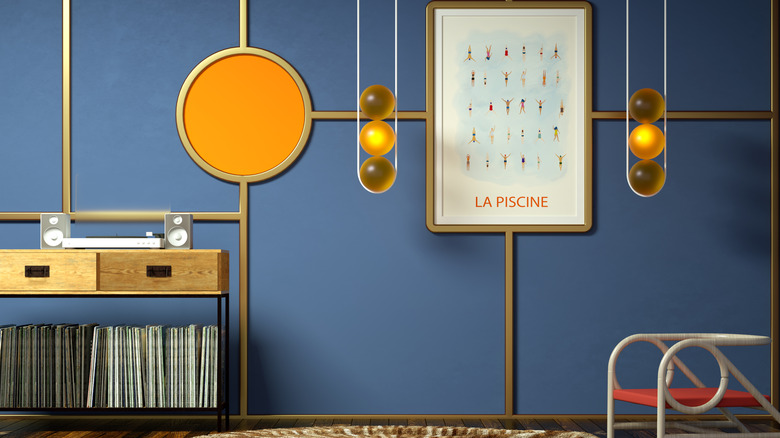 Mid century geometric wall decor display.