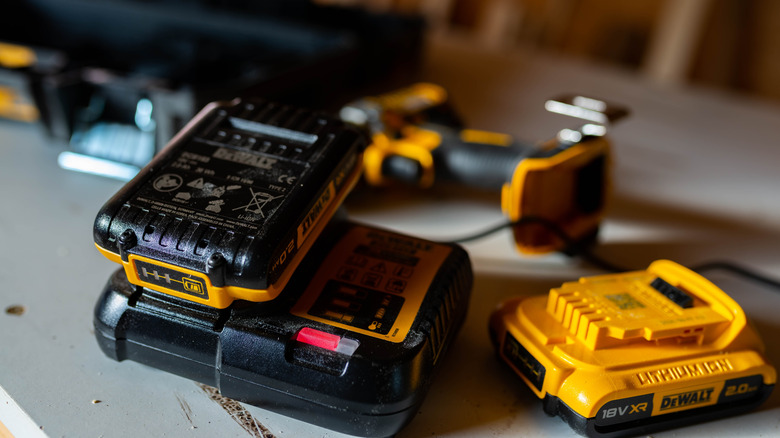 A DeWalt battery and charger