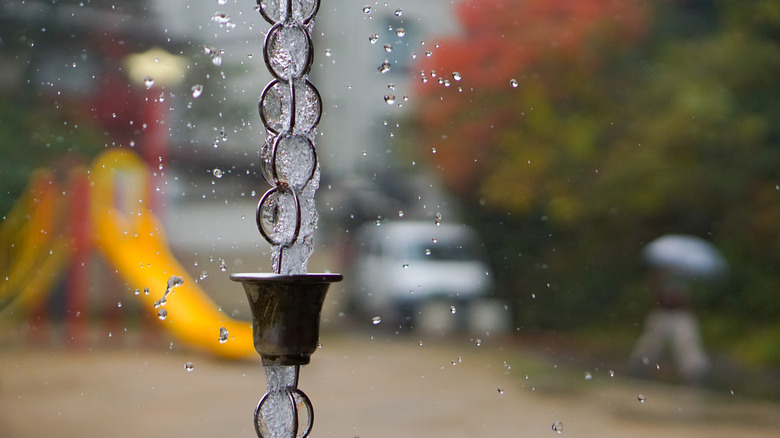 Front porch with rain chain