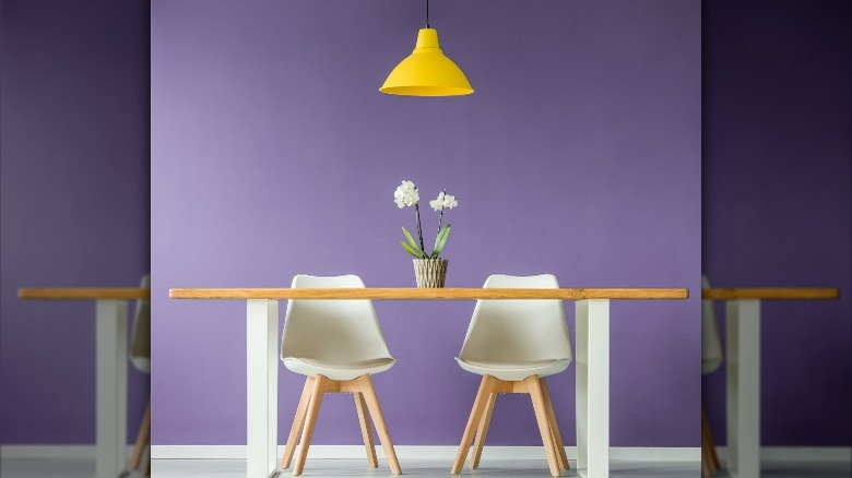 symmetrical purple dining room