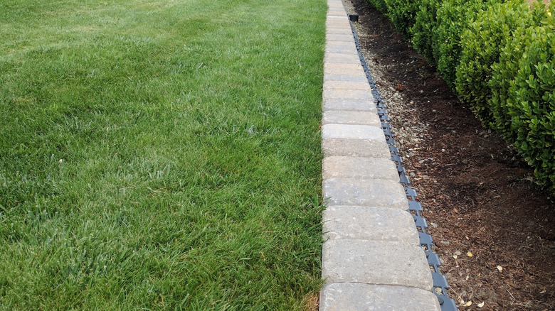 stone paver lawn edging