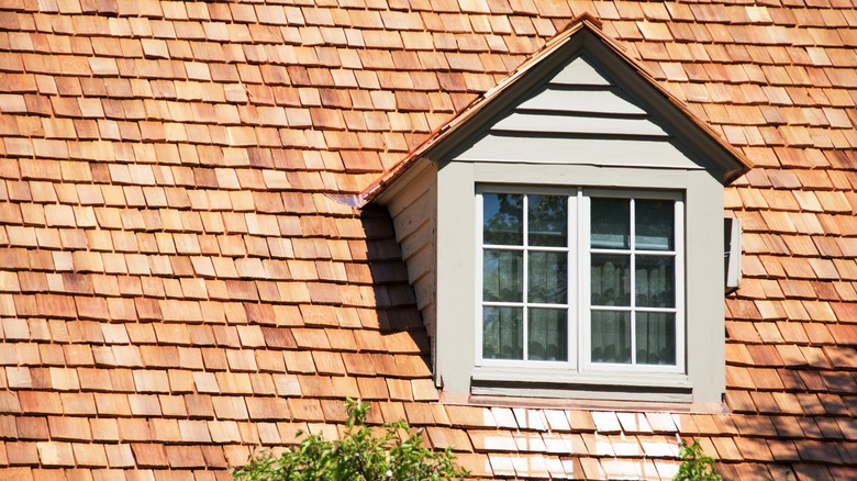 Dormer in a cedar shingle roof