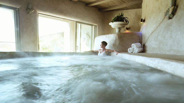 an indoor hot tub