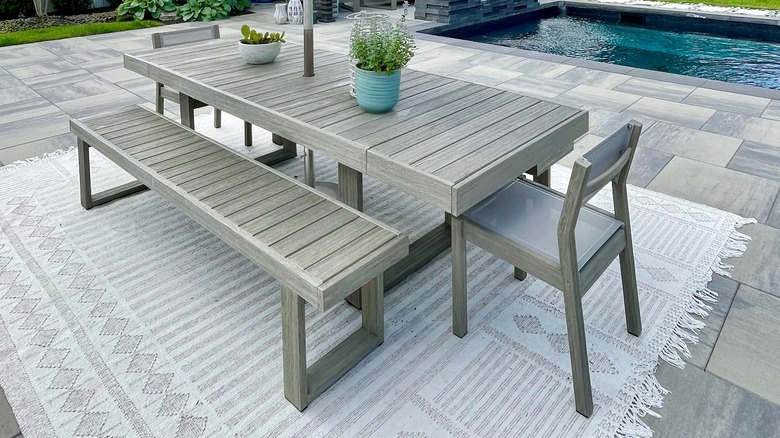 Patio furniture with rug