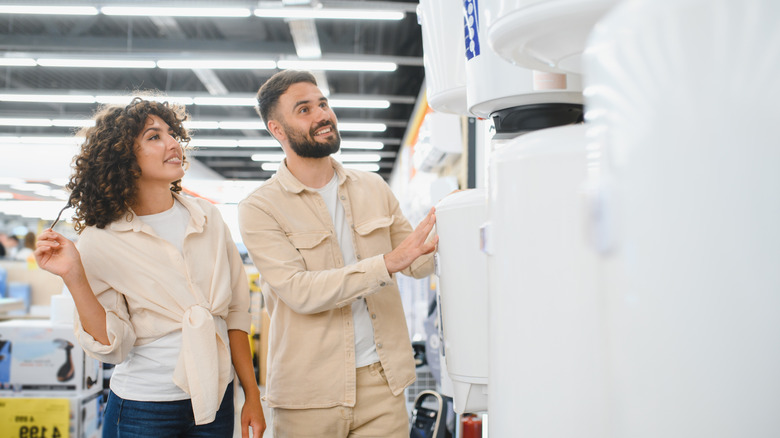 couple shopping for water heater