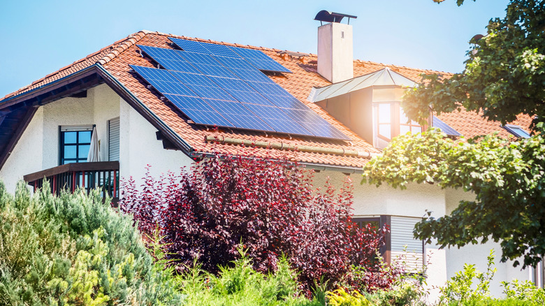 Solar panels installed on a property's roof.