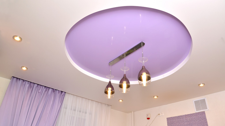 white and lilac ceiling