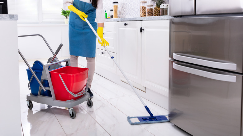 woman preparing to clean fridge