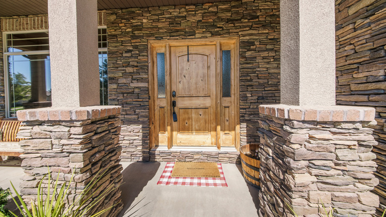 Home with stone veneer siding