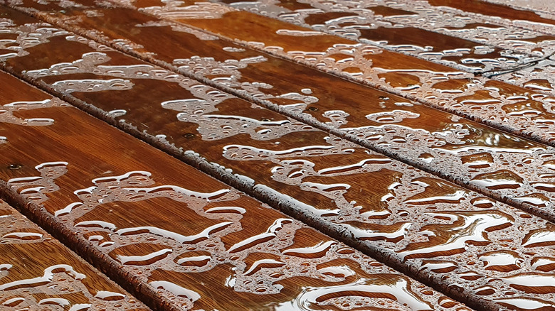 Water beading up on deck