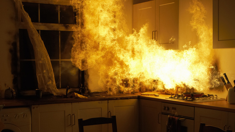 kitchen on fire