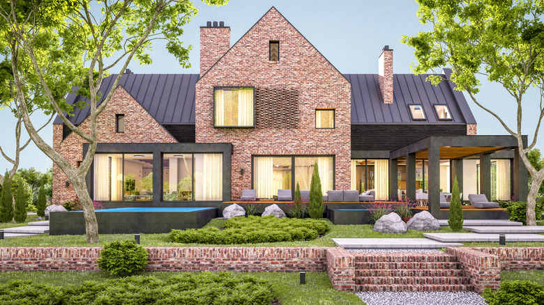 red brick modern house