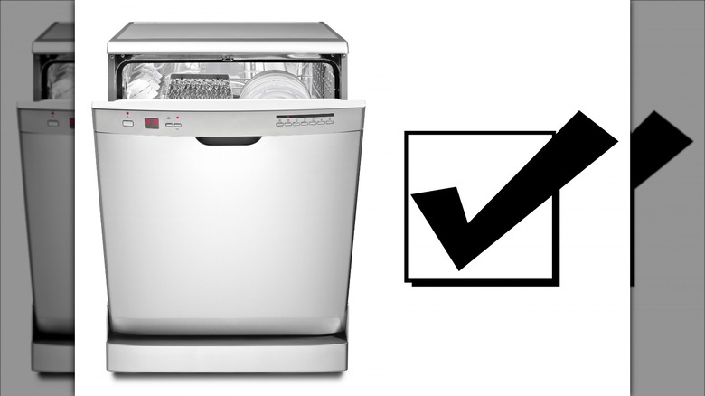 dishwasher with checkmark 