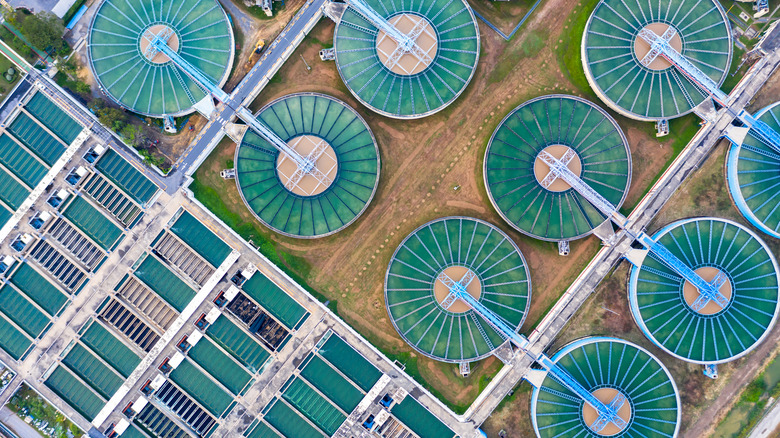 Overhead view of water treatment plant