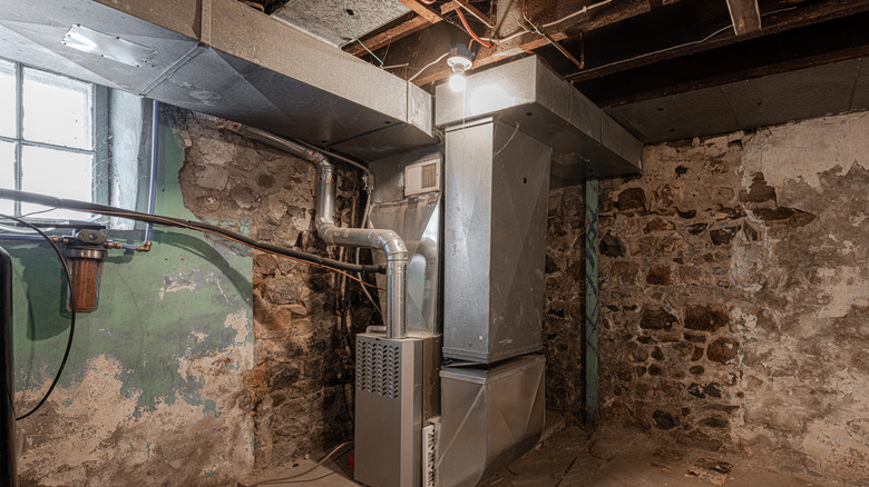 old furnace system in home