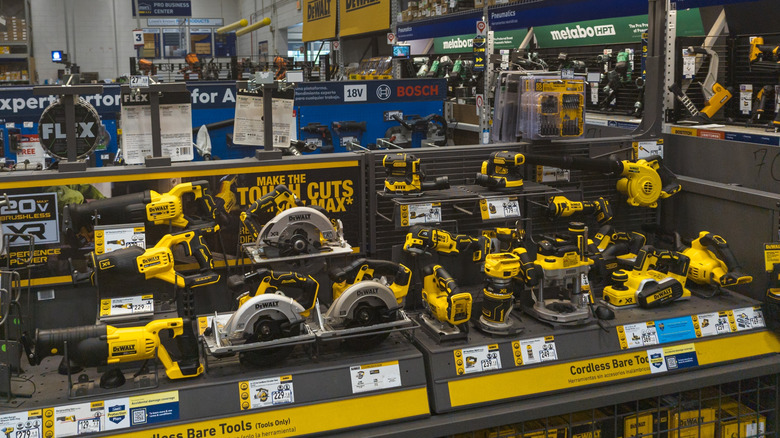 DeWalt tools on display at a retailer