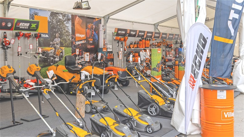 Echo lawn care equipment displayed in store