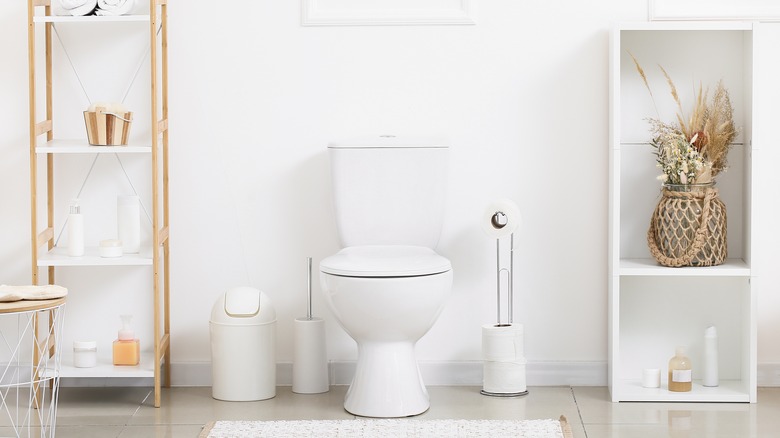 Bathroom with white ceramic toilet