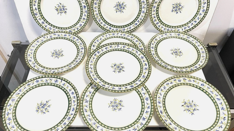 Limoges Le Tallec Marie Antoinette patterned plates